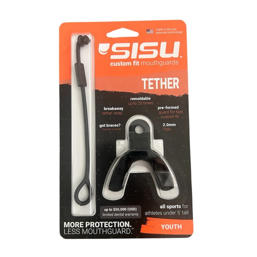 SISU Youth Black Tether Custom Fit Mouthguard